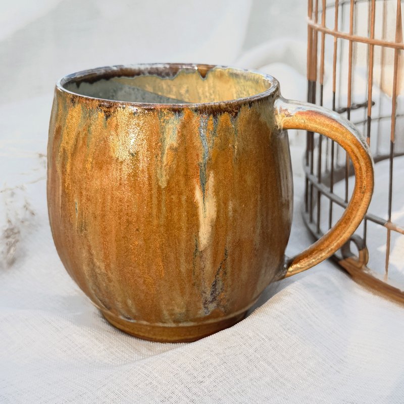 蜜渍南瓜,大容量手作陶器马克杯620ml - 其他杯子 - 瓷 橘色