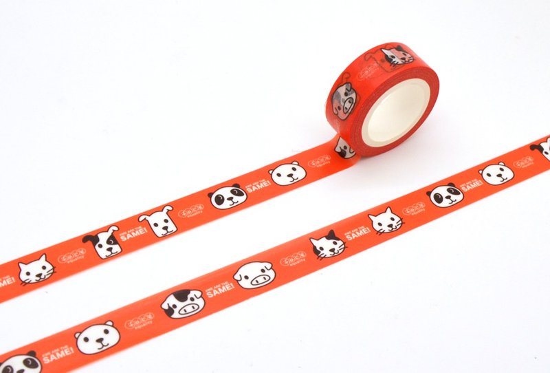 具设计感的可爱脸部平权动物纸胶带 - 纸胶带 - 纸 红色