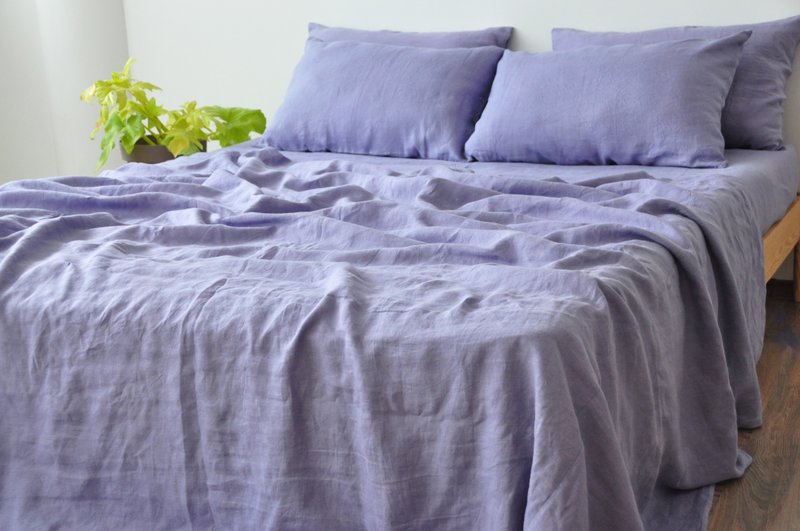 Lavender linen sheet set / Flat+fitted sheet+2 pillowcases / Purple bedding - 寝具 - 亚麻 紫色
