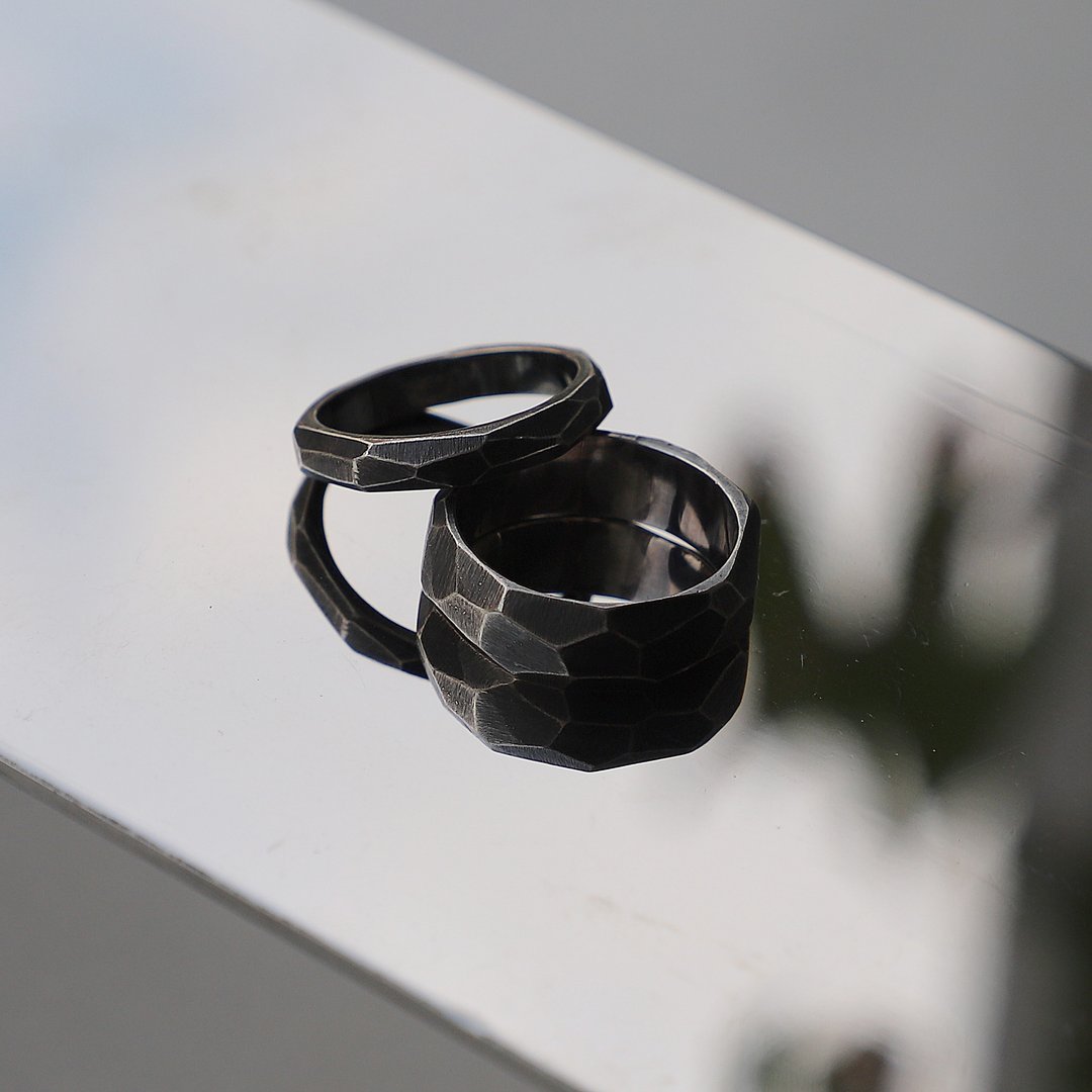 Outline facet ring - 戒指 - 纯银 