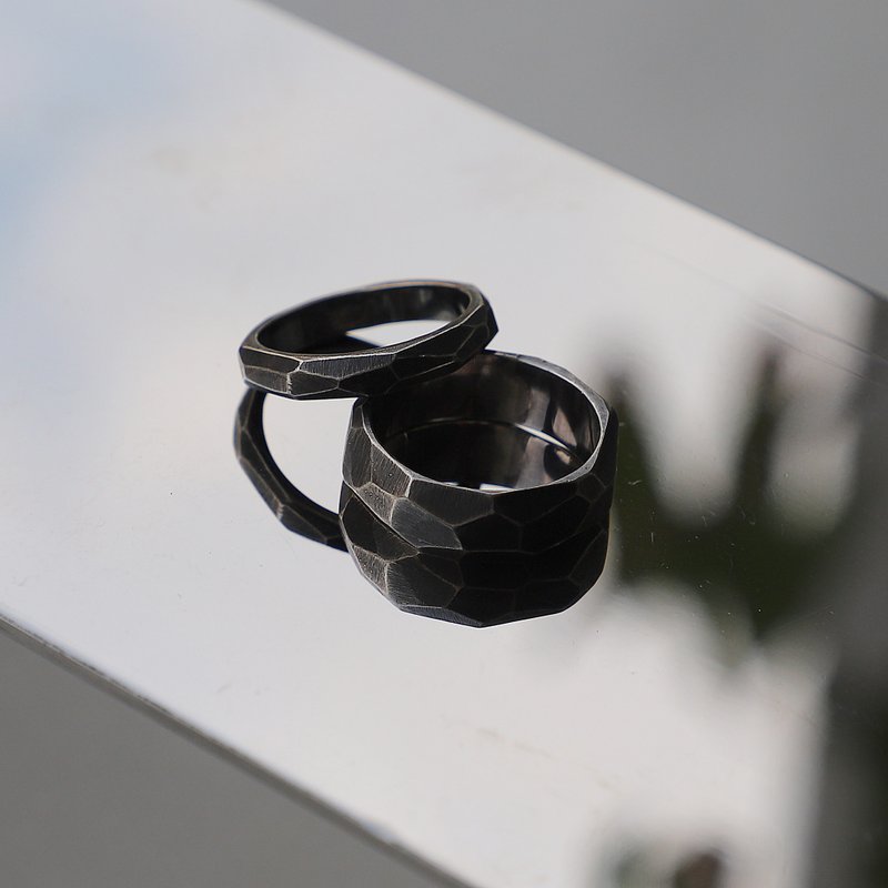 Outline facet ring - 戒指 - 纯银 