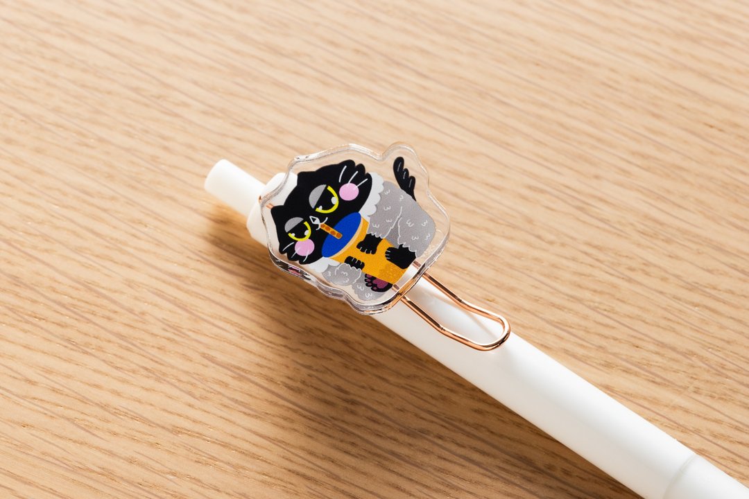 黑猫 珍奶 压克力造型原子笔 - 圆珠笔/中性笔 - 塑料 