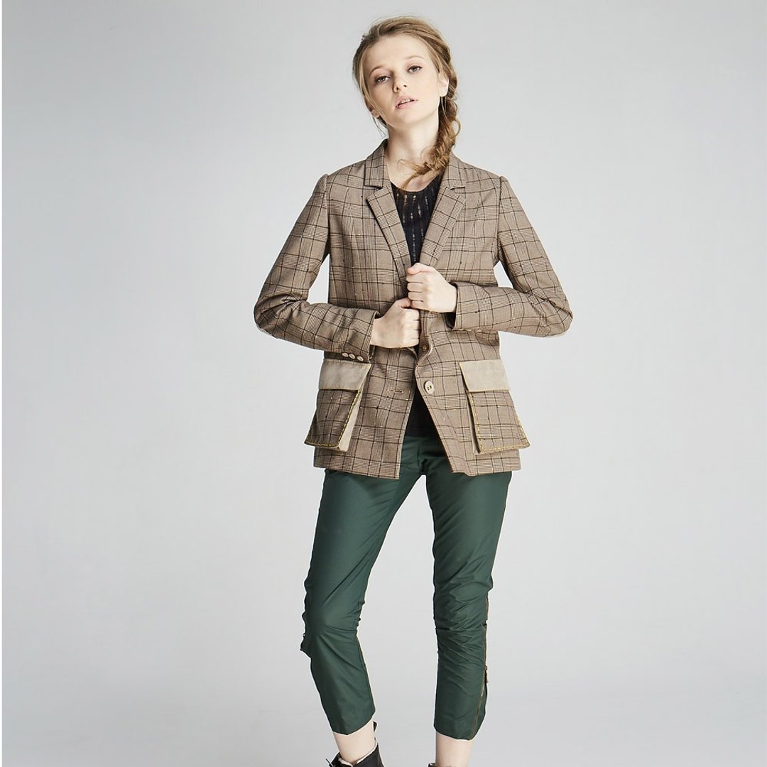 英伦补丁西装外套/ (1702JK01BR-S) - 女装西装外套/风衣 - 棉 