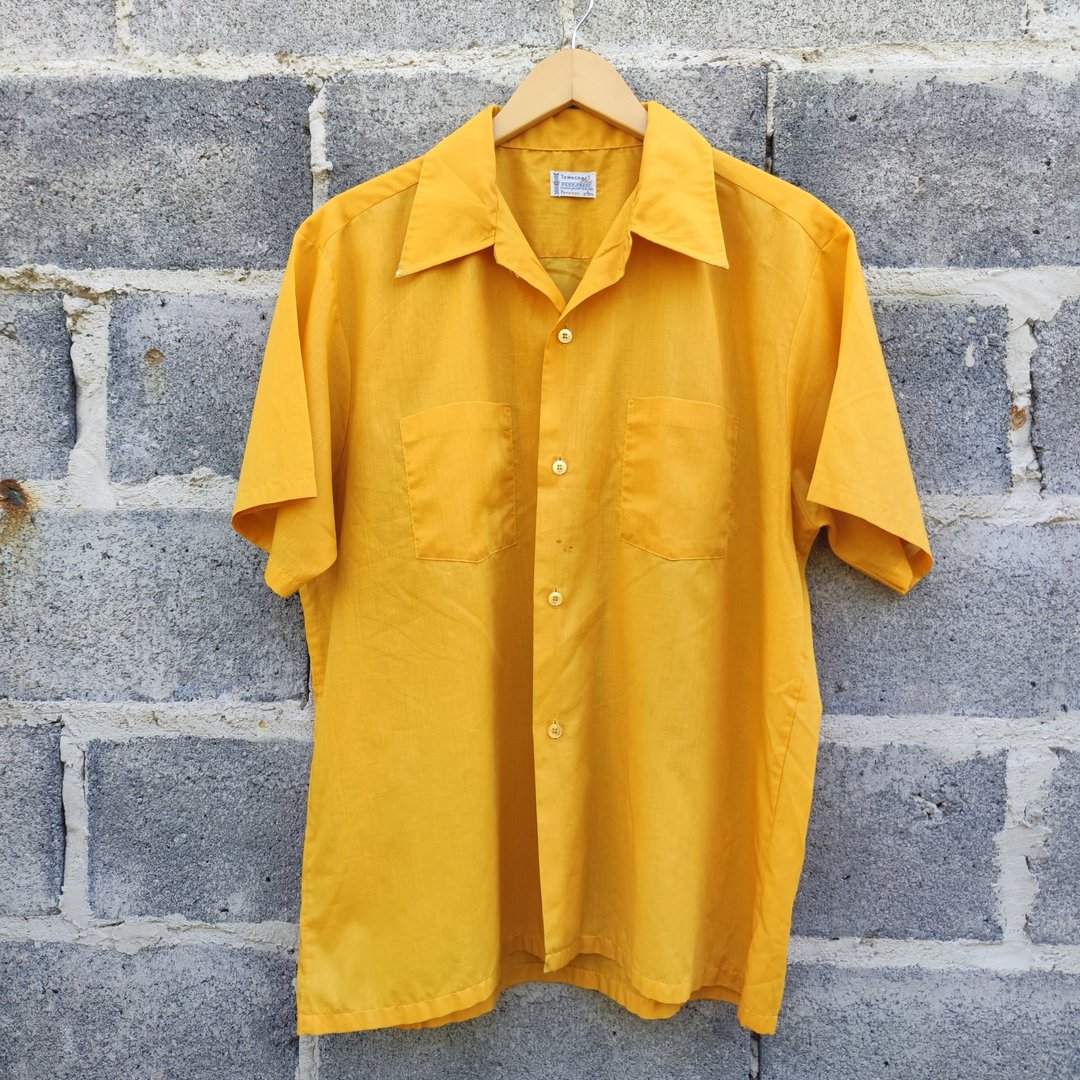 60年代复古衬衫 Penney's Towncraft 短袖 Penn-Prest 黄色衬衫 - 男装衬衫 - 棉 黄色