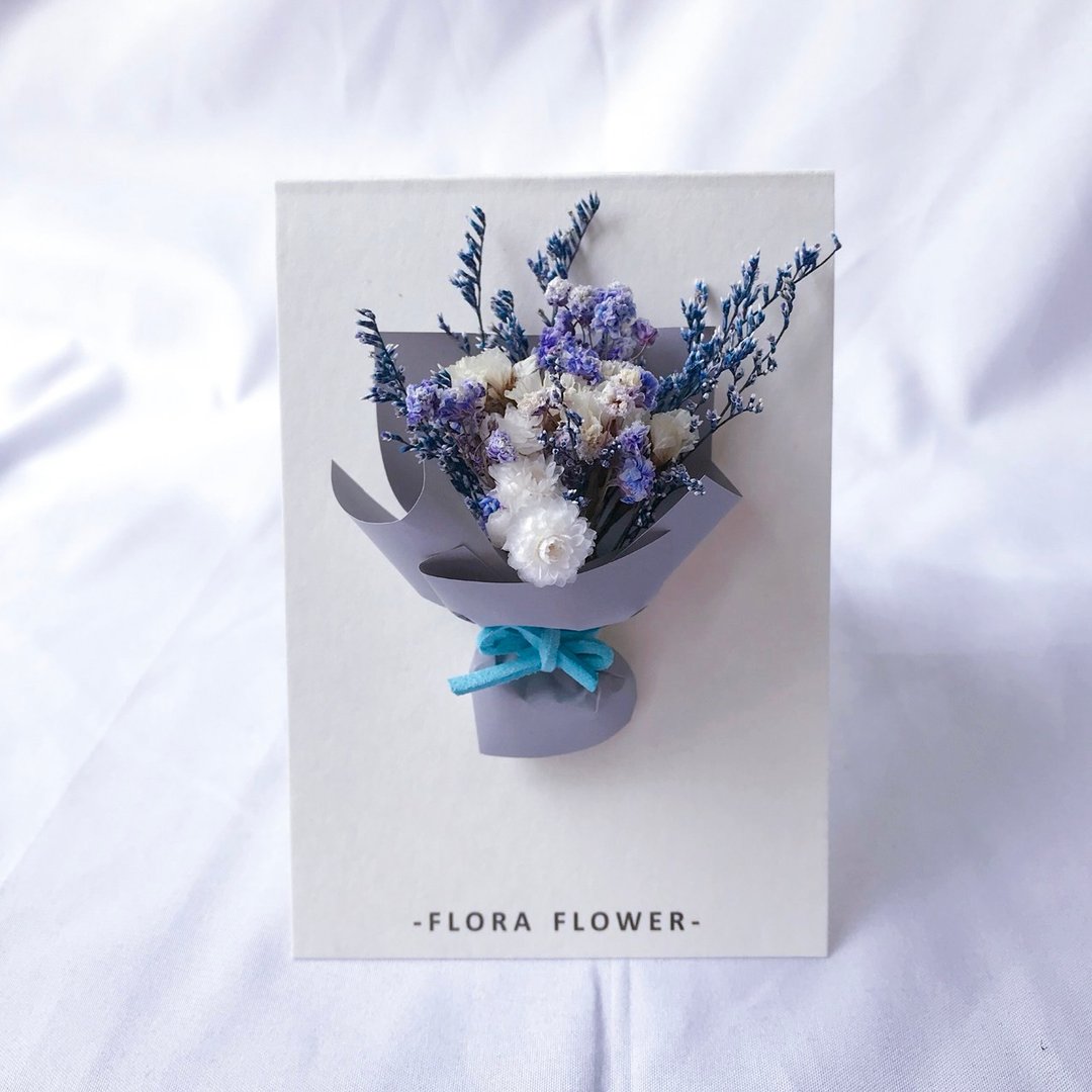 Flora Flower干燥花卡片-灰蓝色系 - 卡片/明信片 - 植物．花 灰色