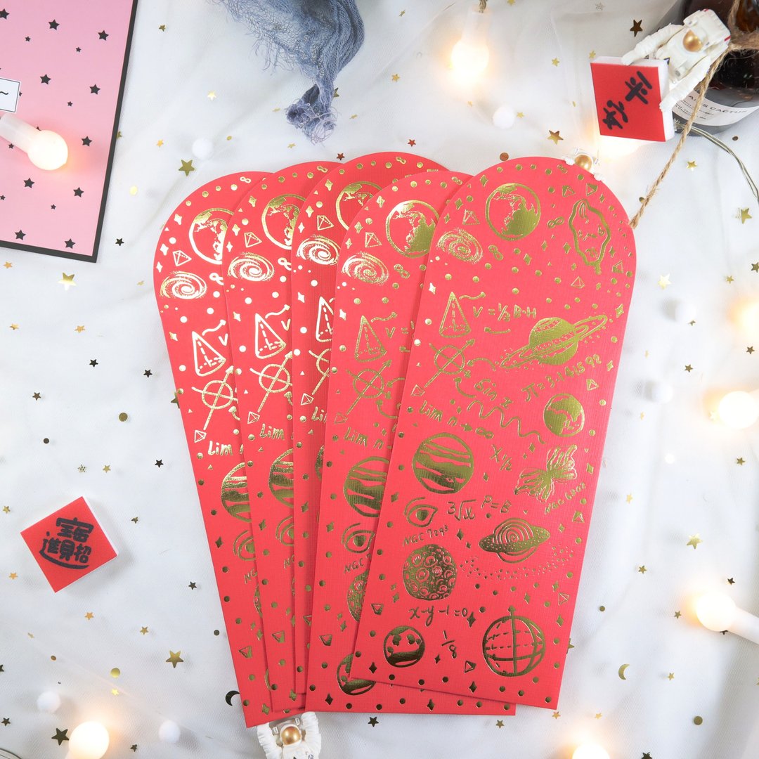 宇宙 烫金 春节 红包 红包袋 万用袋 法斗 春联 对联 贺卡 装饰品 - 红包/春联 - 纸 红色