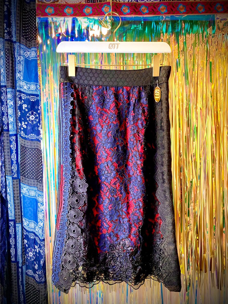 OTT独一无二•Unique红蓝撞色管裙Red Blue Tube Skirt - 裙子 - 棉．麻 红色