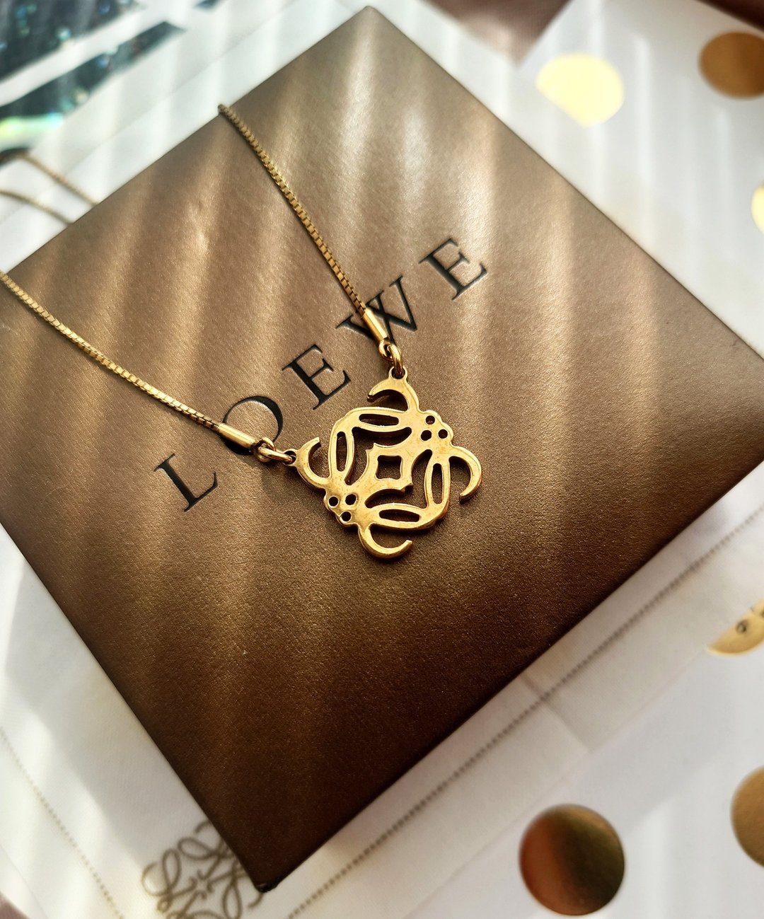 中古美品 附盒 loewe anagram 小logo 锁骨链颈链 项链 项链 颈链 - 项链 - 其他金属 金色