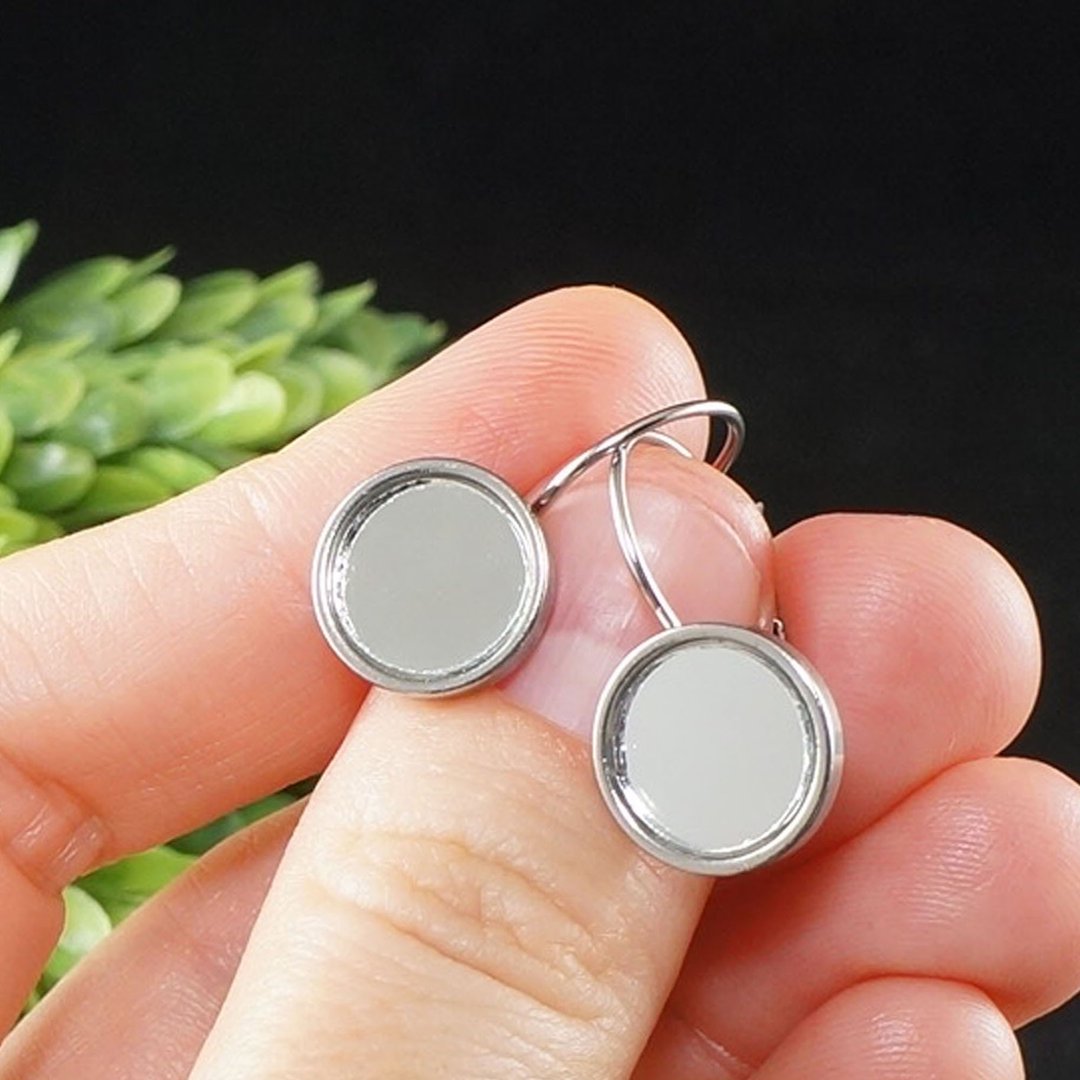 Evil Eye Glass Mirror Silver Stainless Steel Protection Amulet Earrings Jewelry - 耳环/耳夹 - 不锈钢 银色
