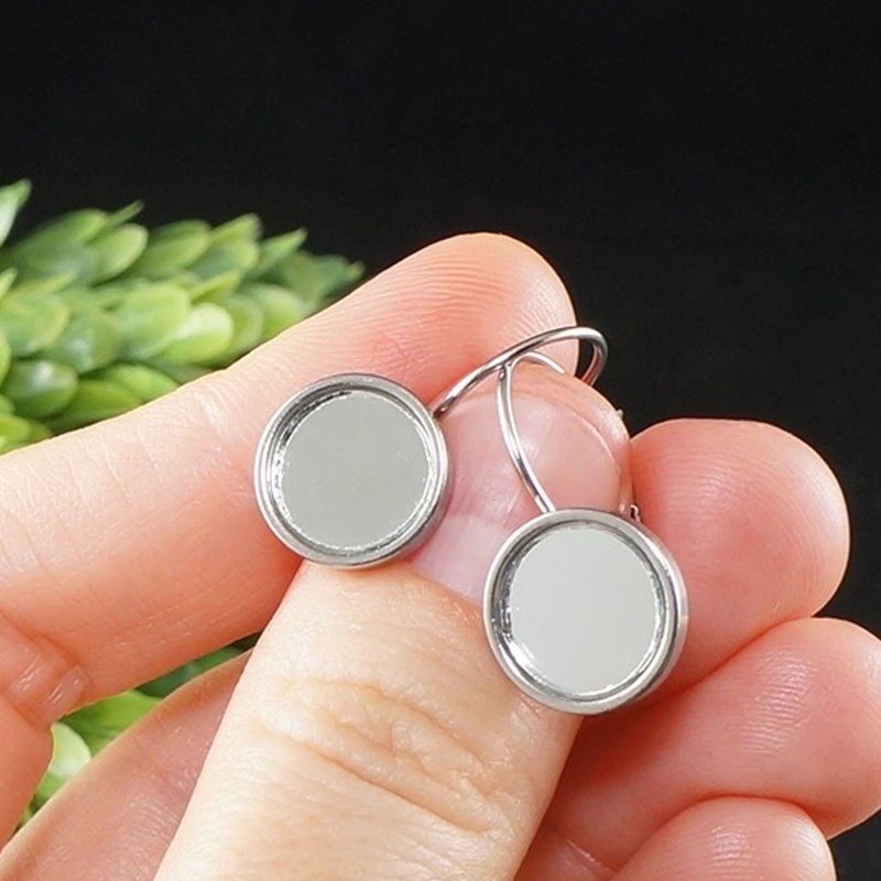 Evil Eye Glass Mirror Silver Stainless Steel Protection Amulet Earrings Jewelry - 耳环/耳夹 - 不锈钢 银色