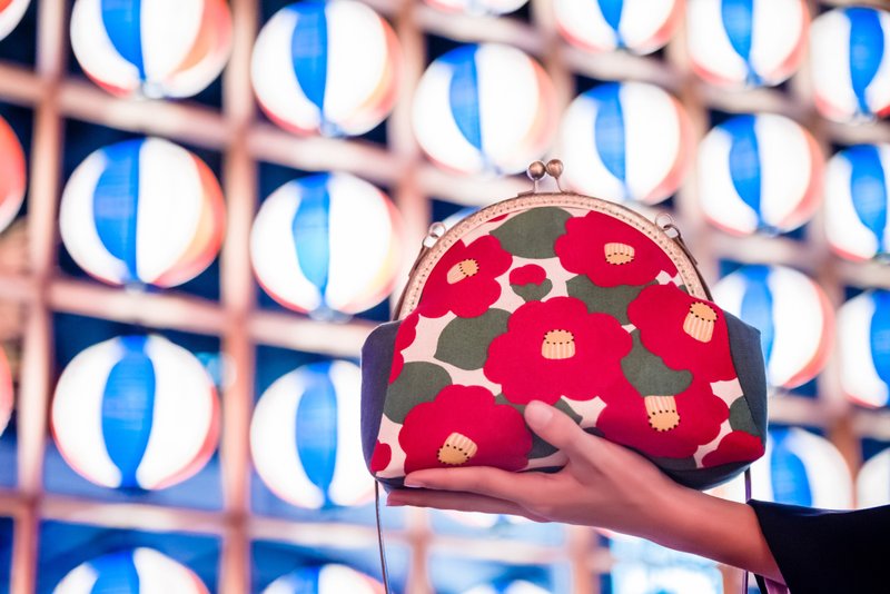 【椿语】口金包/侧背包/手拿包/收纳包 - 侧背包/斜挎包 - 棉．麻 红色