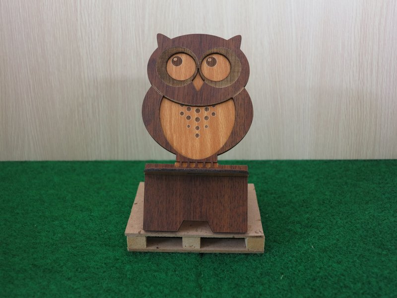 【教师节礼物】木头手机座─猫头鹰 - 摆饰 - 木头 咖啡色