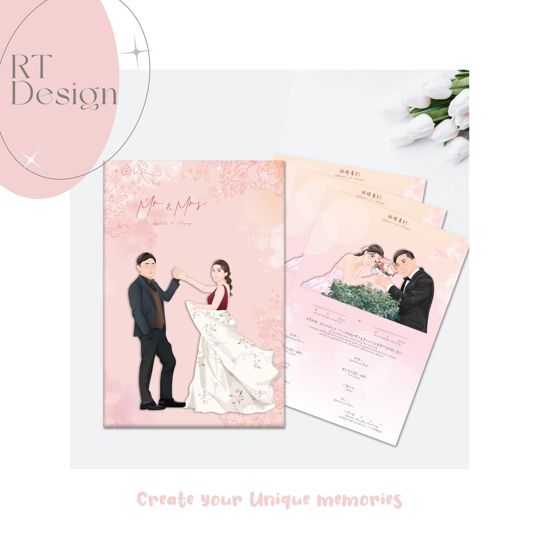定制化结婚书约 结婚证书 似颜绘/含书约夹+3张书 - 婚礼誓言书 - 纸 多色