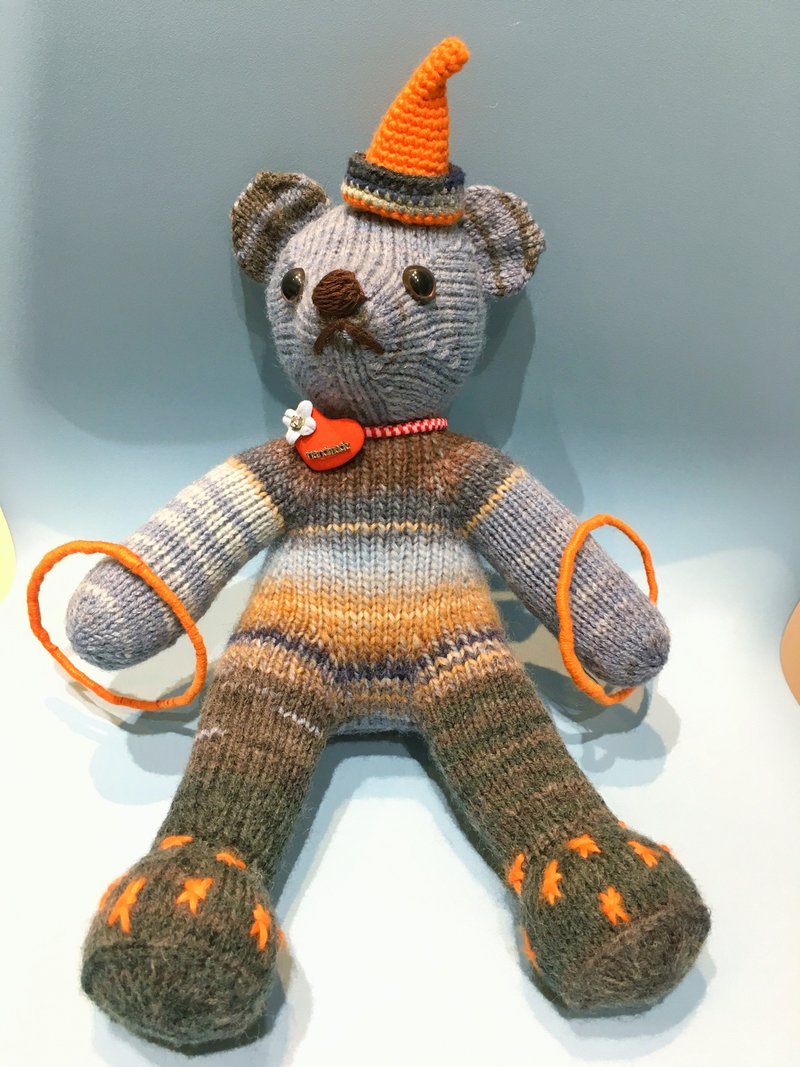 熊爱*熊大大*手工编织泰迪熊熊宝宝knitted teddy bearテディベア - 玩偶/公仔 - 羊毛 卡其色