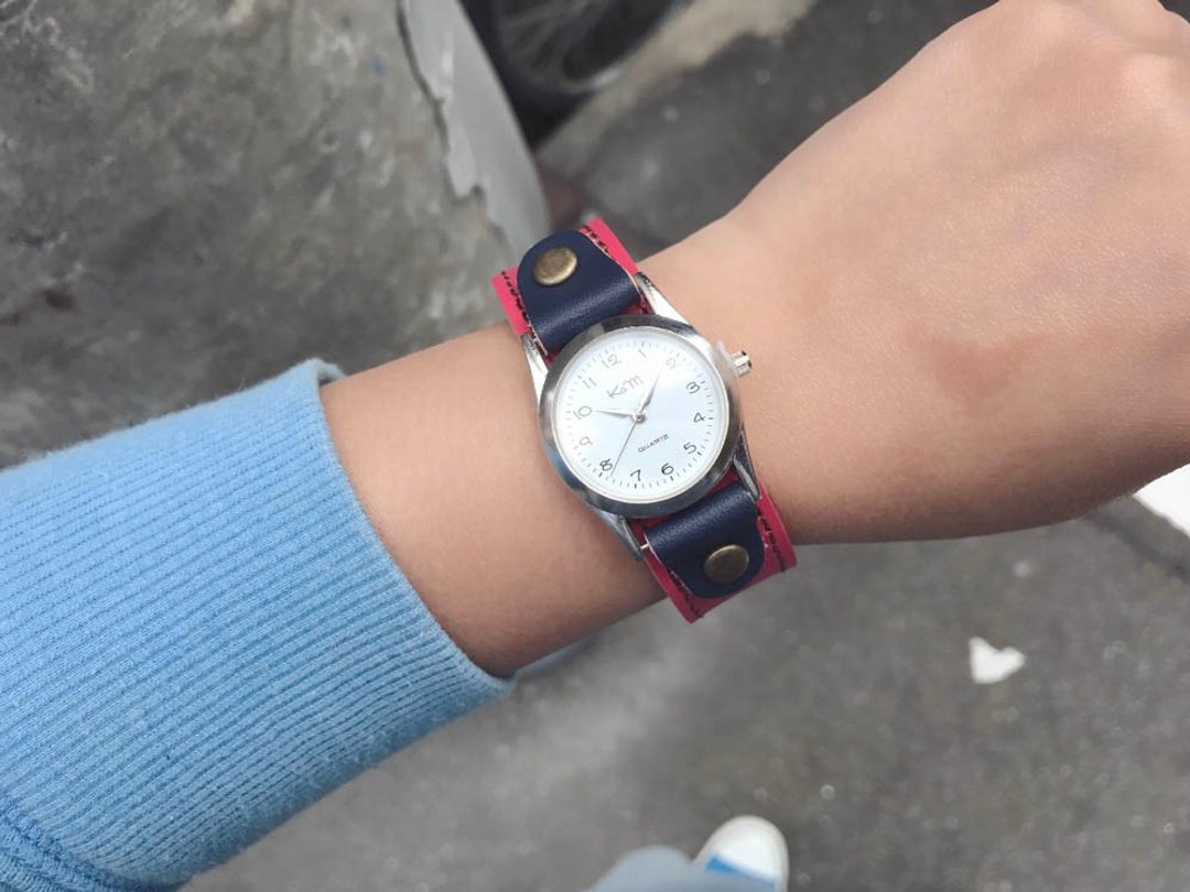 STITCH Accent to dress up roughly Stitch run watch Easy-to-read dial SRW-RWN-BA - 女表 - 真皮 红色