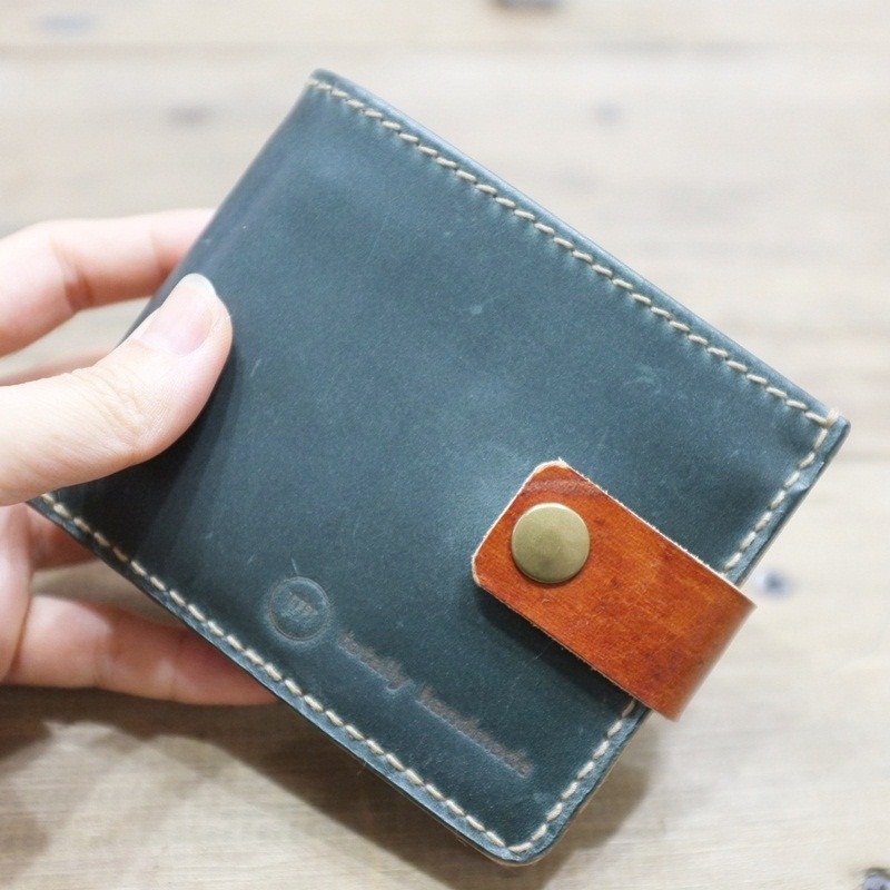 Rubylai 专属订单 拼接对折式短夹 - 皮夹/钱包 - 真皮 蓝色