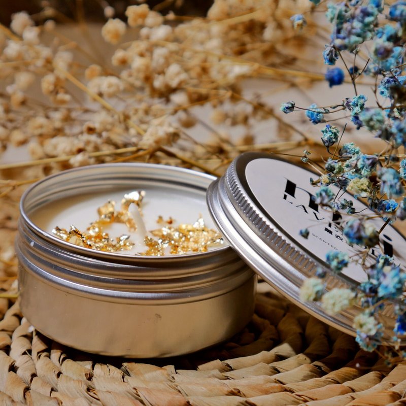 Mei Candle BAKAL小铁罐金箔香氛蜡烛 35g - 蜡烛/烛台 - 其他金属 银色