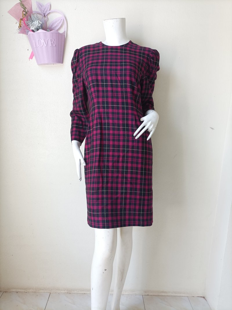 Vintage Hemp blue Dress Size 38 Small - 洋装/连衣裙 - 羊毛 