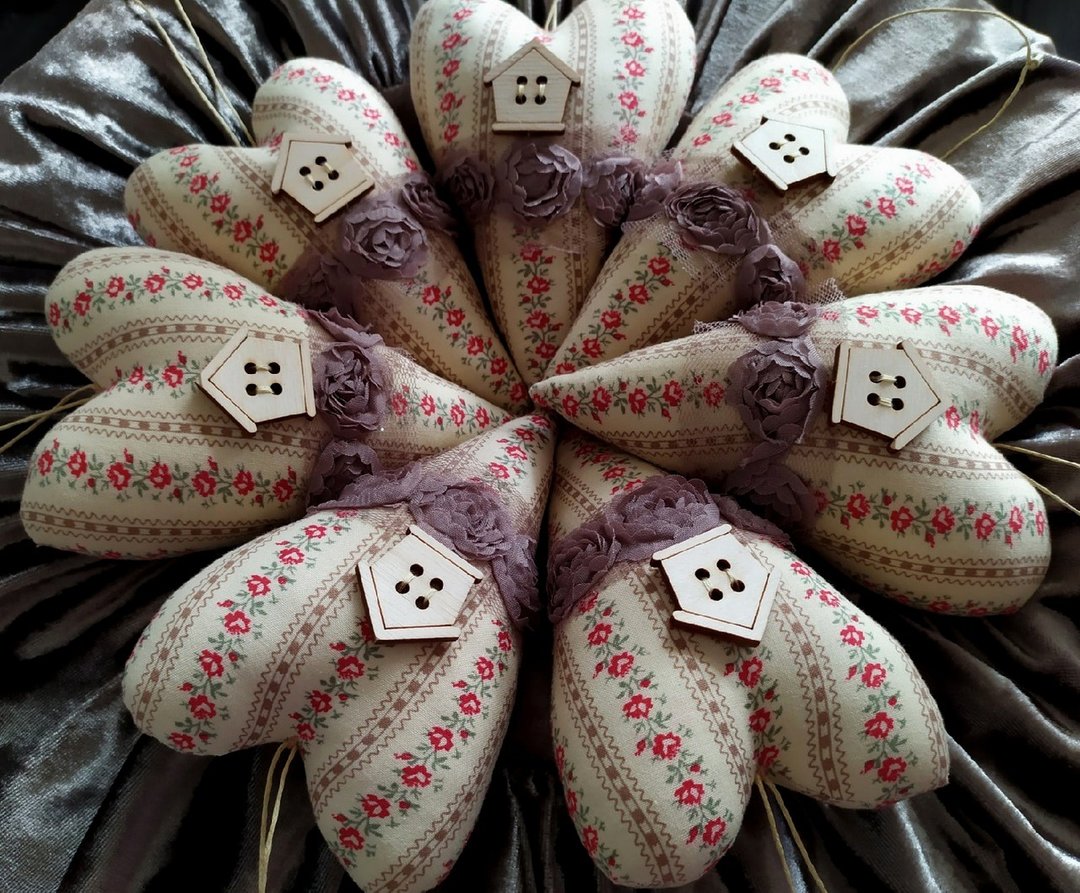 Textile heart, 1pcs/ Interior toy/ Interior decoration - 玩偶/公仔 - 其他材质 多色