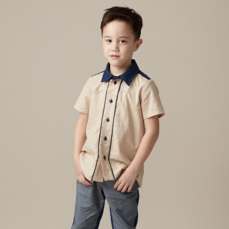 radio hertz衬衫 - 童装上衣 - 棉．麻 卡其色