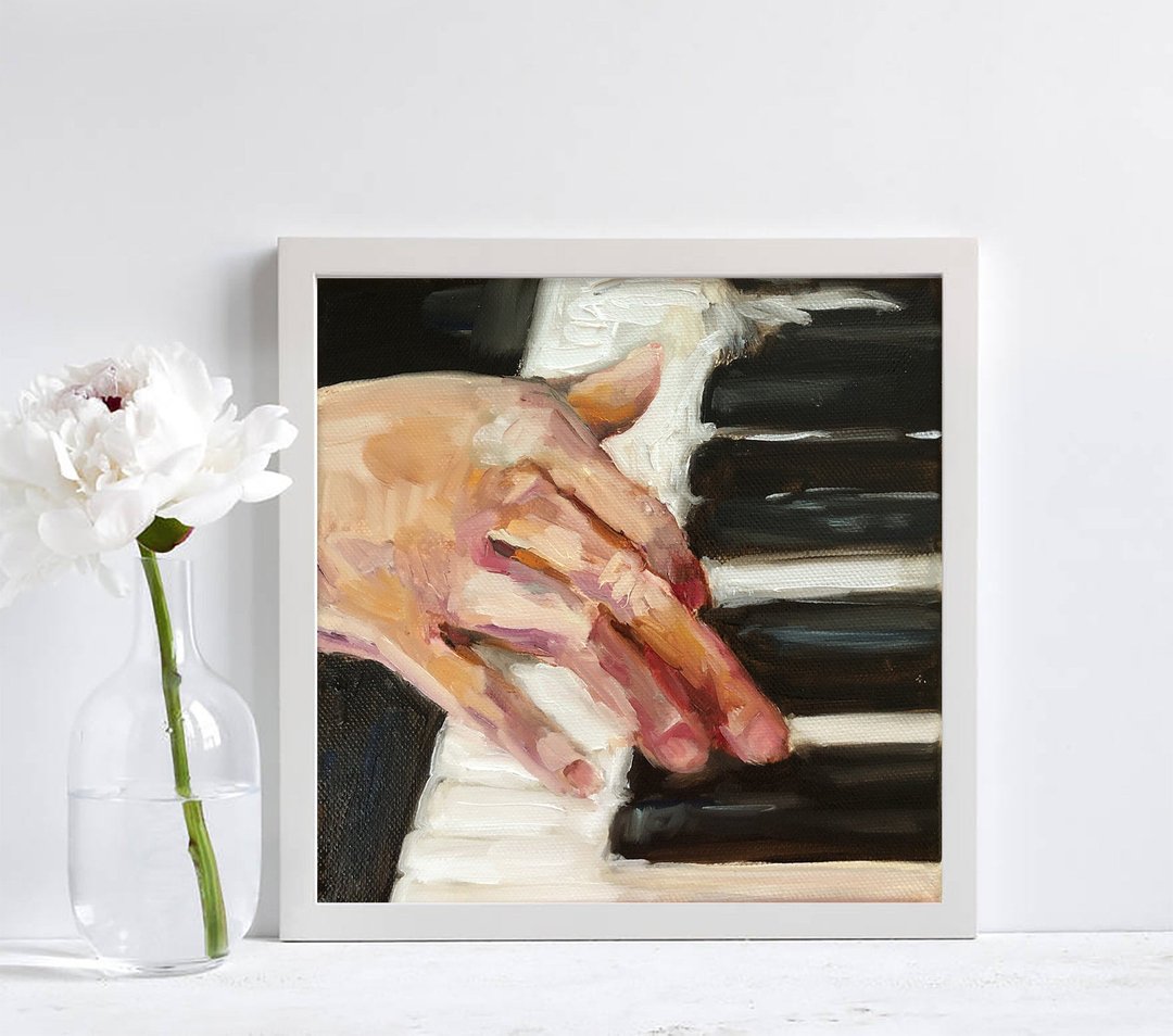 Piano painting Original canvas art Impressive music art by MyFoxyArt - 海报/装饰画/版画 - 其他材质 灰色