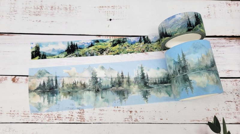 Serenity Fair Mountain Woodland washi Sticker Tapes - 贴纸 - 纸 绿色