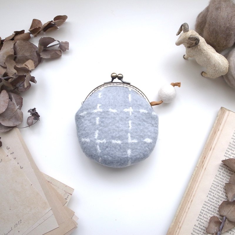 羊毛毡口金包 I 天竺鼠色 I 圆型零钱包 I 严选羊毛。纯手工制作 - 零钱包 - 羊毛 灰色