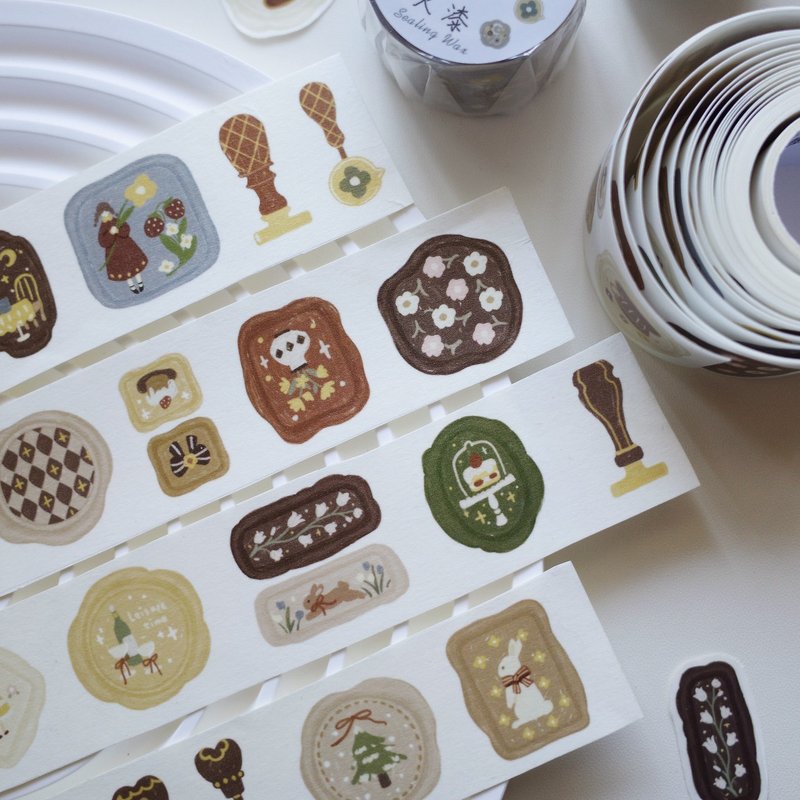 壹洱二号店新品现货轻复古盐系手账【火漆】PET和纸胶带贴纸 - 纸胶带 - 其他材质 绿色