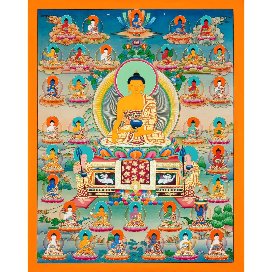 探索神圣宁静 35佛唐卡绘画  用于精神反思 - 墙贴/壁贴 - 其他材质 多色