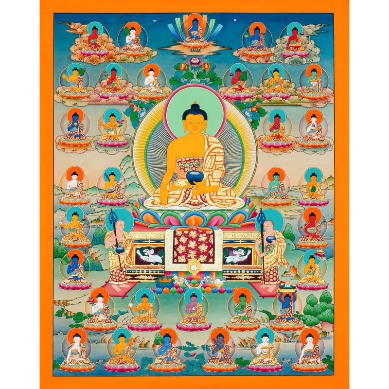 探索神圣宁静 35佛唐卡绘画  用于精神反思 - 墙贴/壁贴 - 其他材质 多色