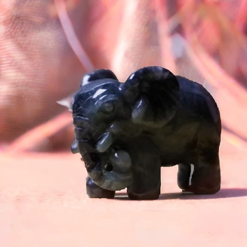 【吉象如意】乌鸡翡翠大象摆饰 | 天然缅甸玉A货翡翠 | 送礼 - 墙贴/壁贴 - 玉石 黑色