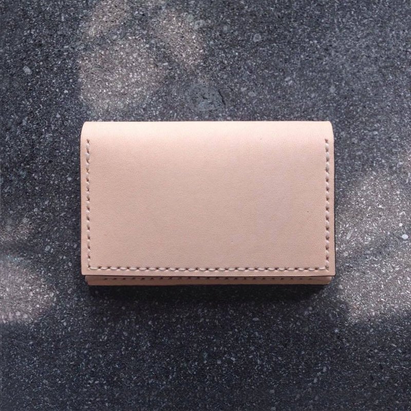 双扣皮革名片盒 原色皮革 名片夹卡片盒 - 名片夹/名片盒 - 真皮 卡其色