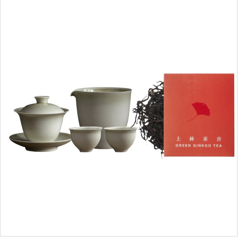 草木灰盖碗和桃灼鸟龙套装 - 茶具/茶杯 - 其他材质 