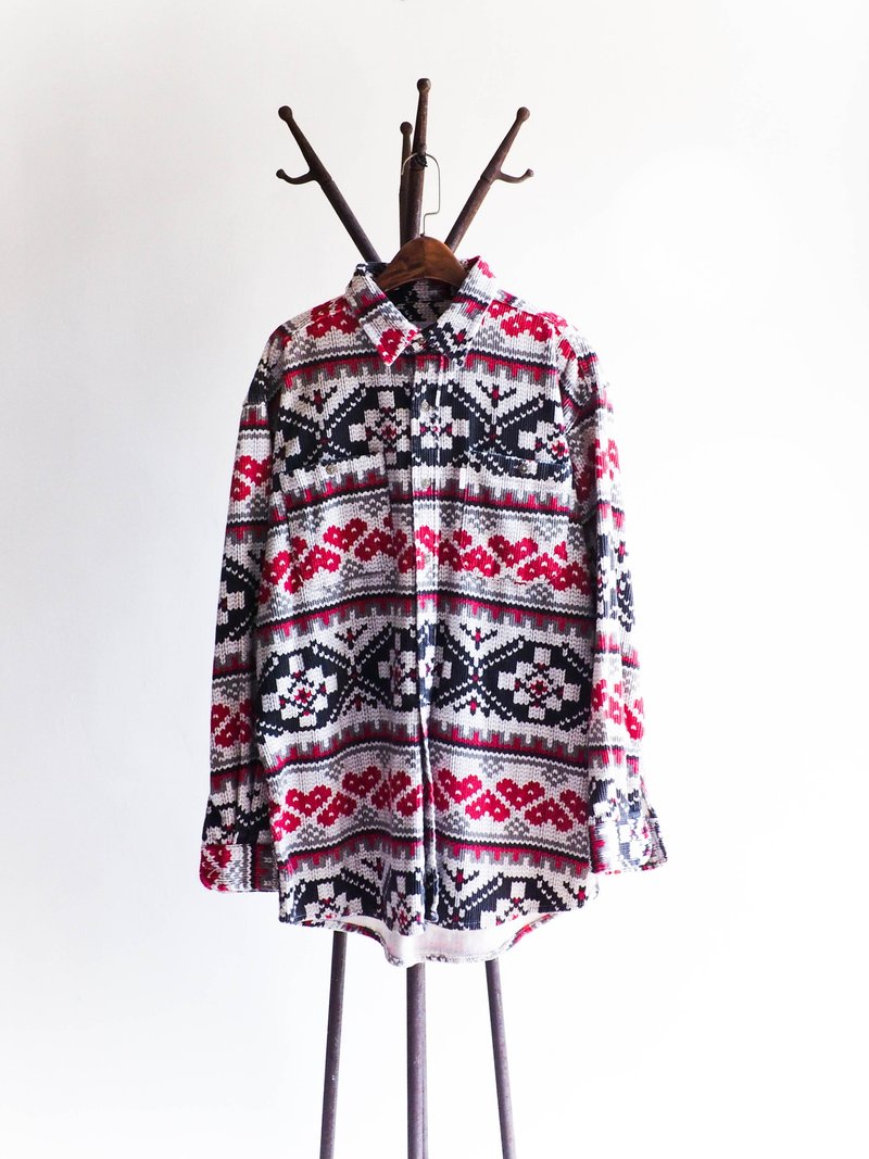 河水山 - 东京恋恋艳东图腾少年 灯芯绒古董衬衫外套 古着 中性 shirt oversize vintage - 女装衬衫 - 棉．麻 多色