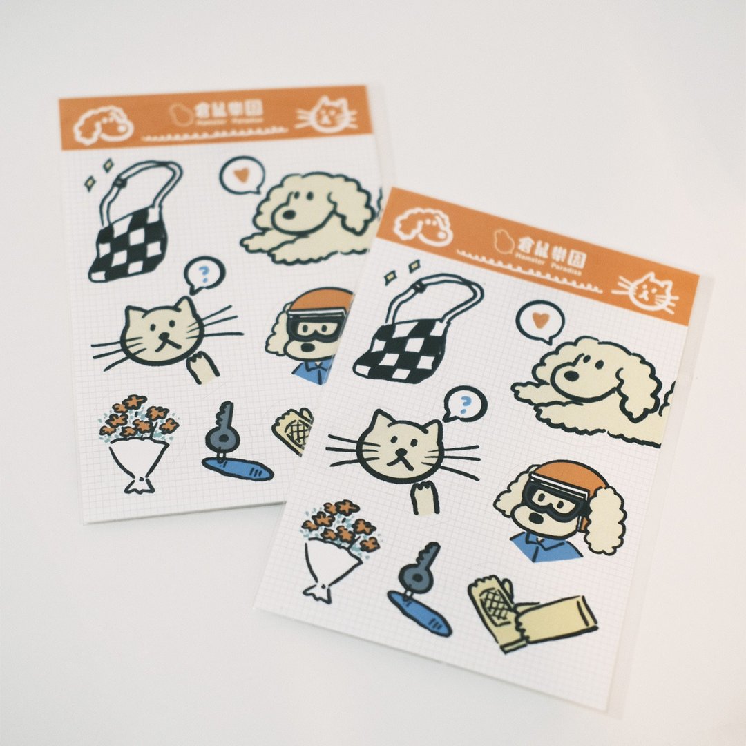 【贴纸】爆米花小狗与无言猫的日常 - 卡片/明信片 - 纸 