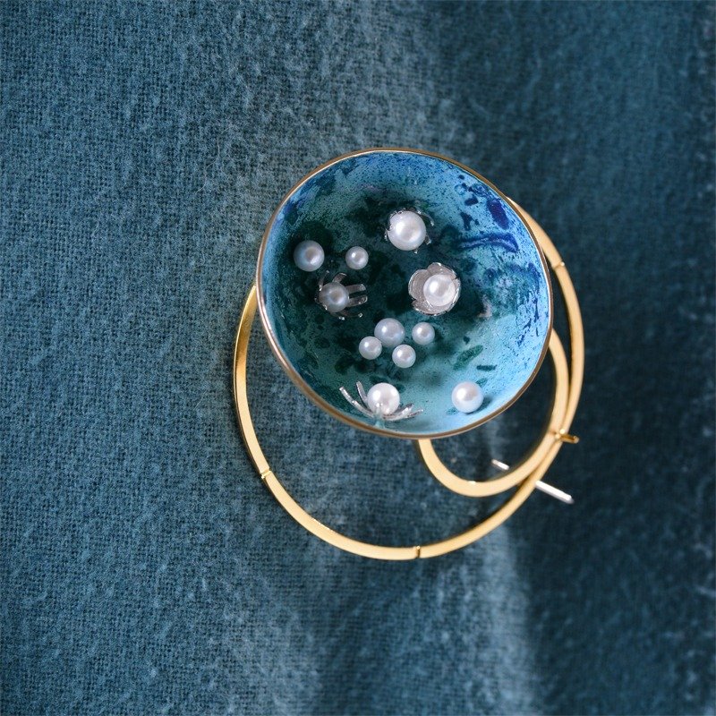 EPOCH-JEWELRY 茉莉花胸针(中)手工金属工艺 - 胸针 - 其他金属 绿色