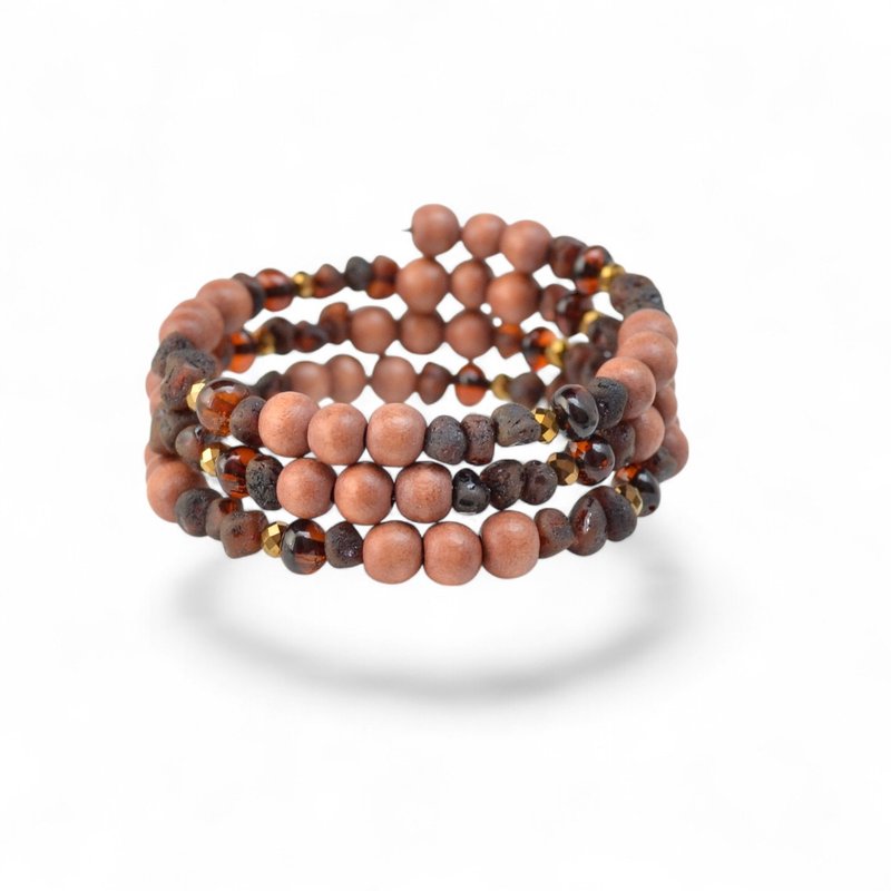 琥珀木珠疗愈手链 VV33 - 手链/手环 - 宝石 多色