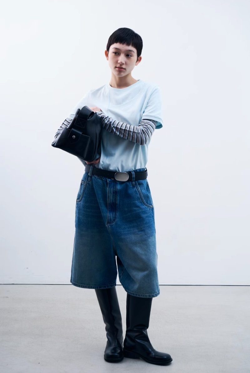 日系复古 水洗低腰牛仔短裤 - 女装短裤 - 其他材质 蓝色