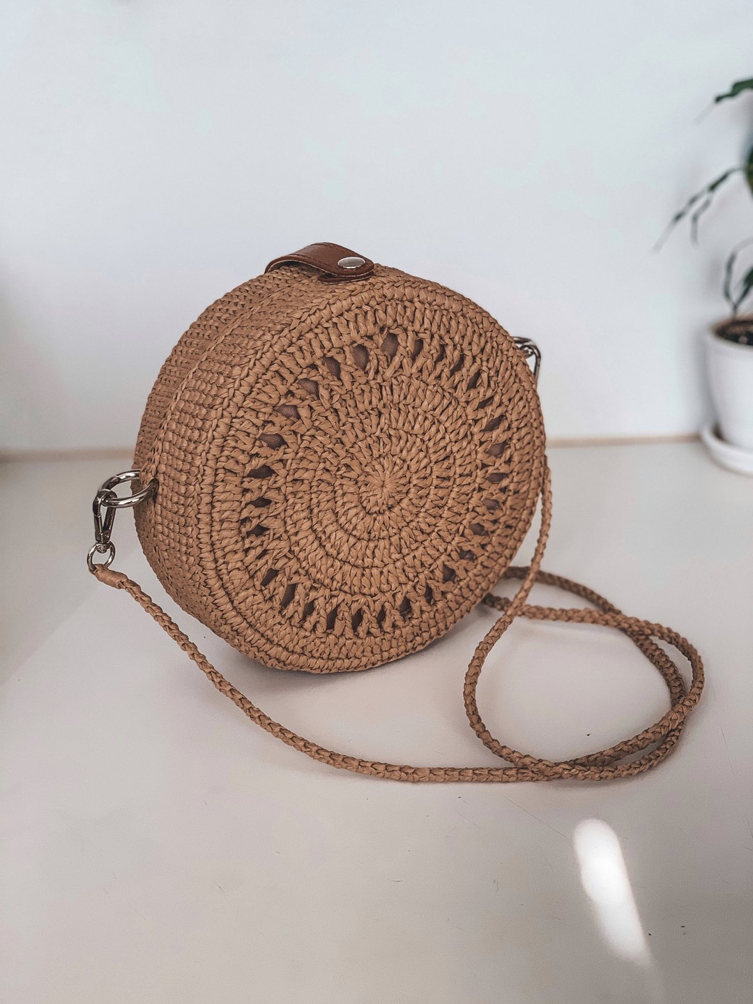 Crochet bag round with raffia yarn pattern PDF, digital instant download - 手工艺教程/工具书 - 其他材质 