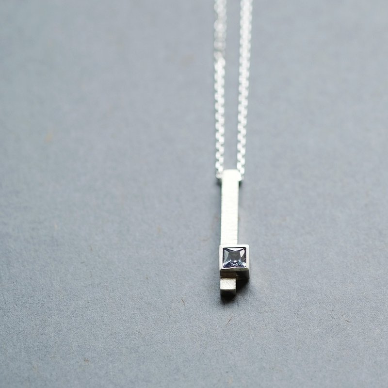 海蓝宝 方形 男士 项链 925银 - 项链 - 其他金属 绿色