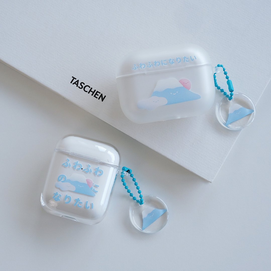 软绵绵富士山 AirPods1/2/3/4/Pro/Pro2/Pro3 韩国连体耳机壳 - 耳机收纳 - 塑料 白色
