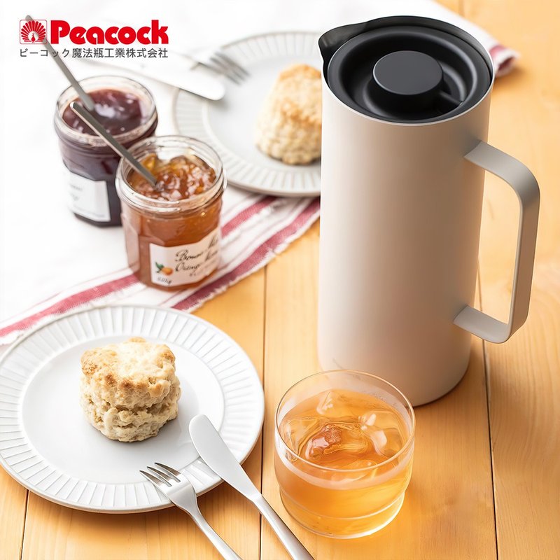 【孔雀Peacock】1.0L 时尚保温壶 / 不锈钢水壶 / 桌上壶 -雪山白 - 保温瓶/保温杯 - 不锈钢 白色