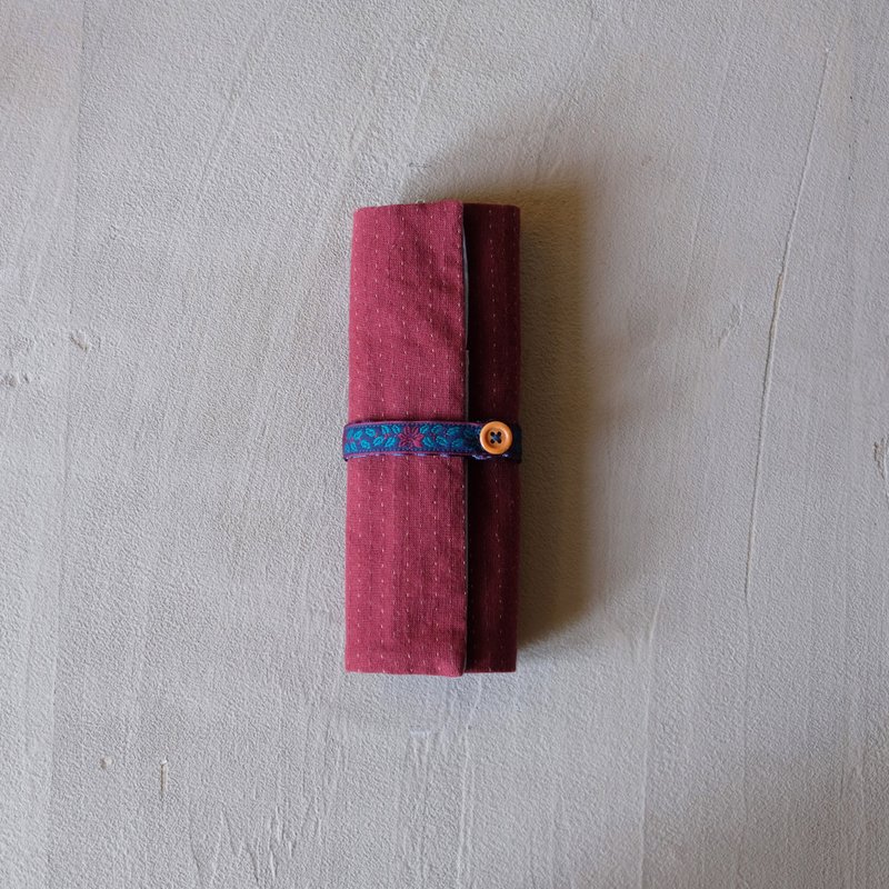 复古枣红色 笔卷 - 铅笔盒/笔袋 - 棉．麻 红色