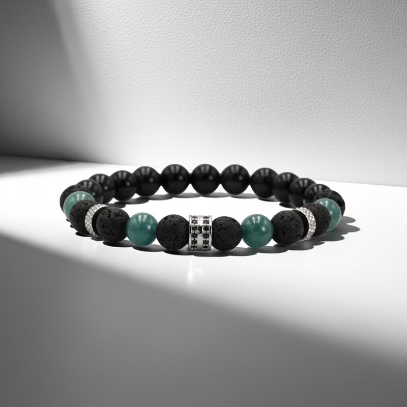 轮影Ring | 星环翡翠 x 黑曜石绿翡水晶手链 - 手链/手环 - 水晶 黑色