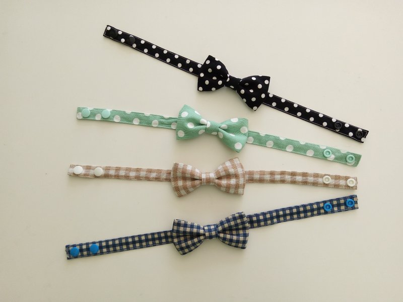 黑底白点  弥月礼物 婴儿领结 小领结 宝宝领结 蝴蝶结 - 围嘴/口水巾 - 棉．麻 多色