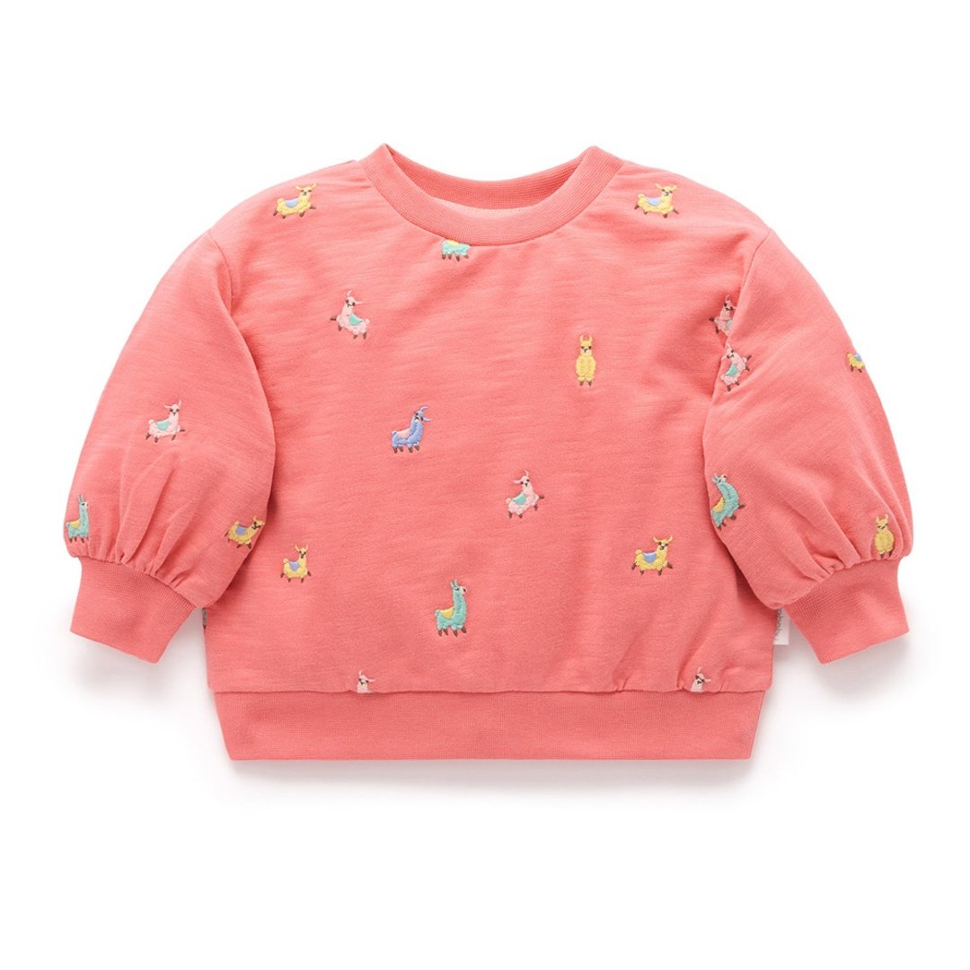 澳洲Purebaby有机棉女童长袖保暖上衣12M~5T 橘红羊驼 - 童装上衣 - 棉 
