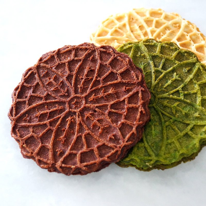 法式手工蕾丝饼 (香草焦糖+庄园可可) - 手工饼干 - 塑料 橘色