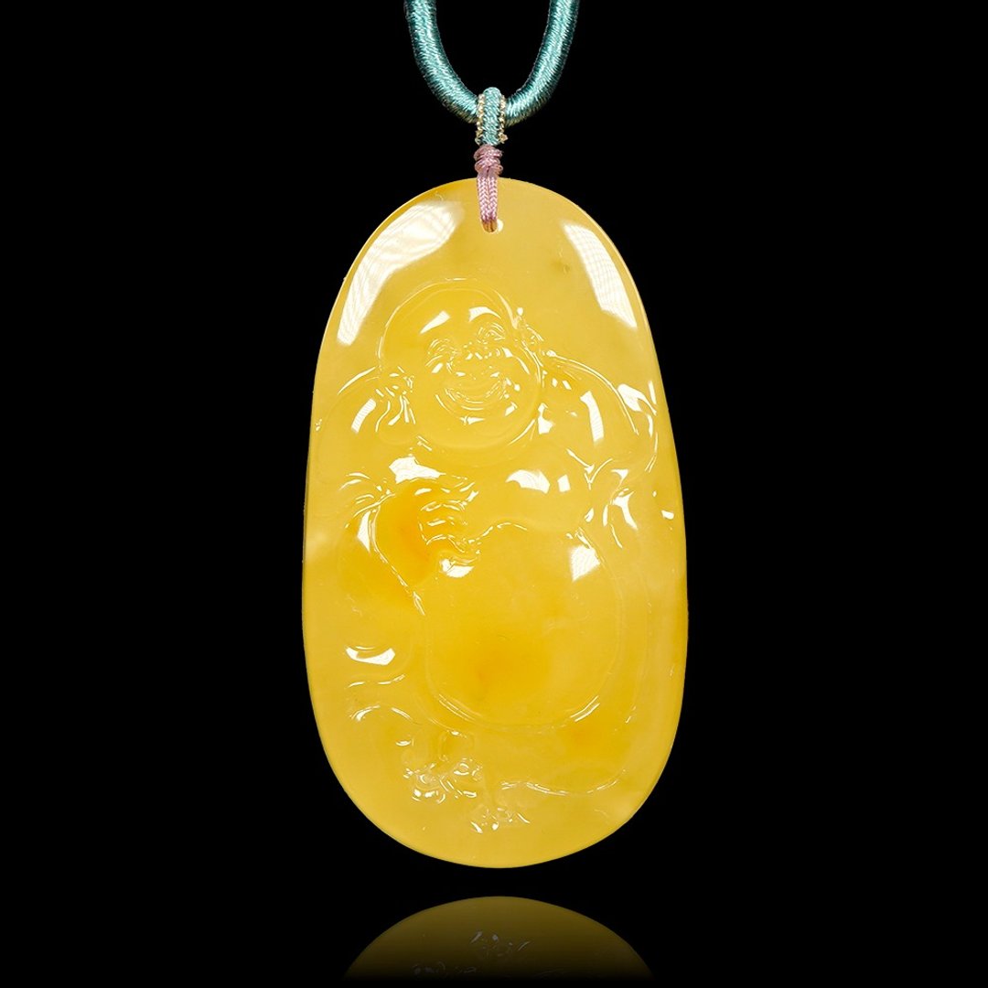 【正佳珠宝】蜜蜡琥珀 顶级微红皮 弥勒大肚佛 27g 蜜蜡琥珀吊坠 - 项链 - 半宝石 多色