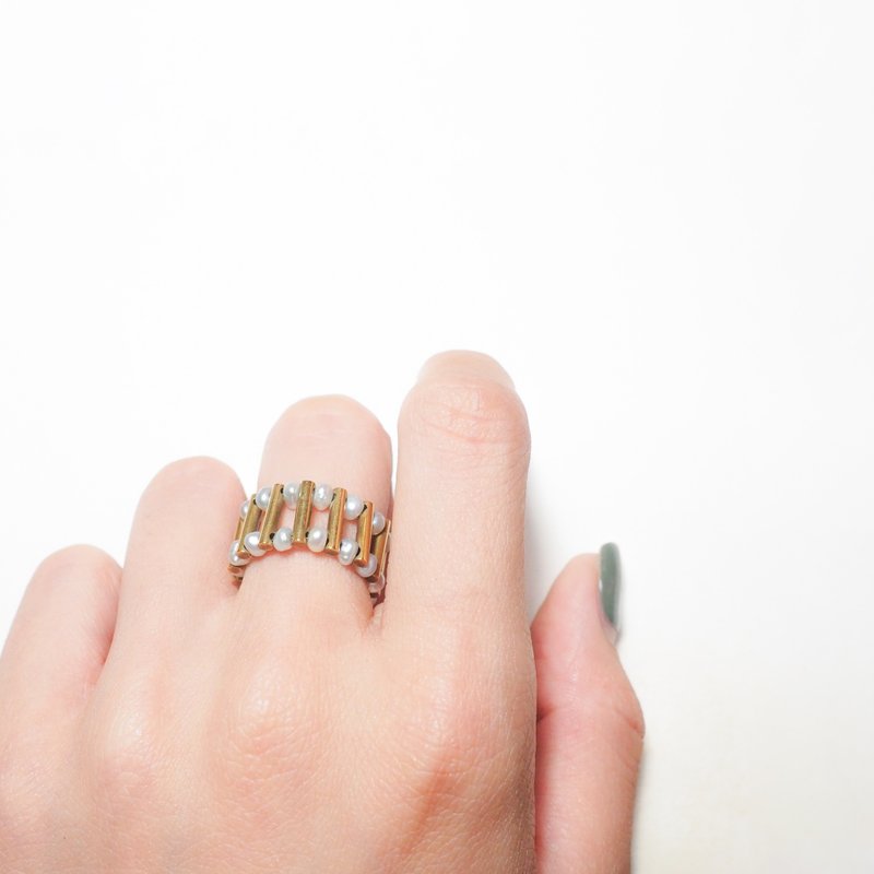 【彩虹】秩序 戒指 (聚) - Order ring (gether) - 戒指 - 珍珠 金色