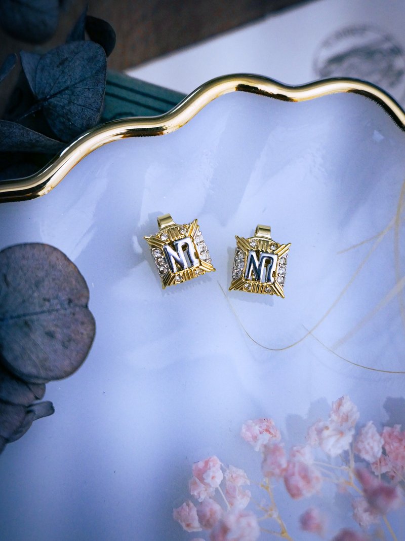 Nina Ricci 立体几何pop字母方块耳环－欧洲古董首饰 Vintage - 耳环/耳夹 - 其他金属 